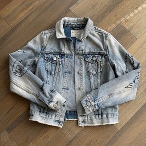 NWT Allsaints Embroidered Denim Jean Jacket